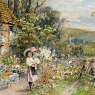 Two Little Girls in a Garden by William Stephen Coleman