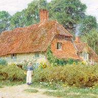 By_the_cottage_gate_watercolor_painting_by_Helen_Allingham